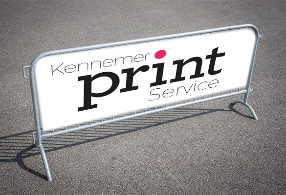 Dranghek met reclamedoek van Kennemer Printservice