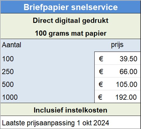 prijslijst