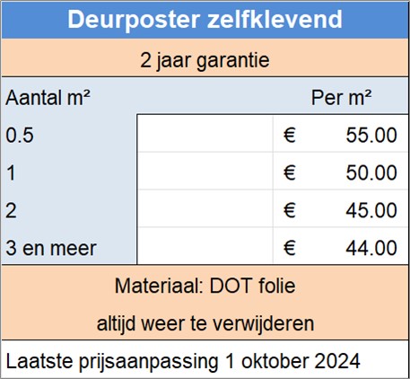 Deurposter zelfklevend | Print Service, snelservice voor de