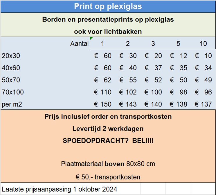 prijslijst