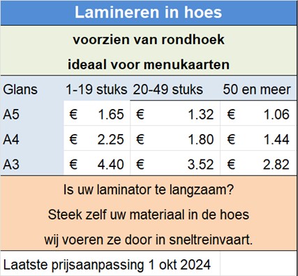 Lamineren in hoes
