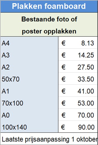 prijslijst