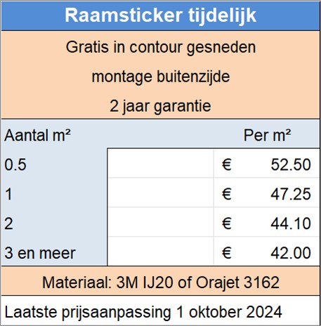 Raamsticker tijdelijk
