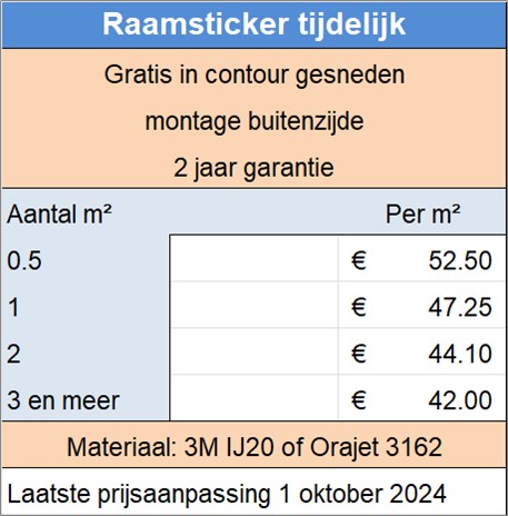 prijslijst