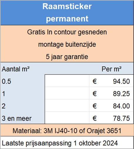 prijslijst