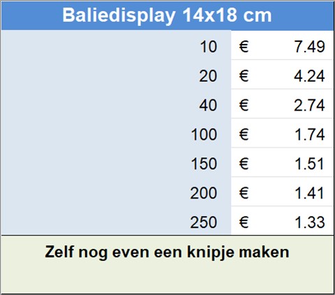 Baliedisplay 14x18 cm
